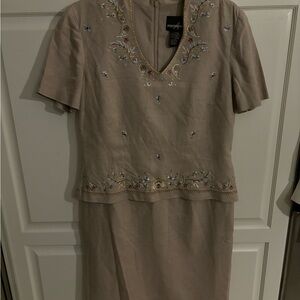 Positive Award Vintage Off White Linen Blend Dress‎ Size 8.